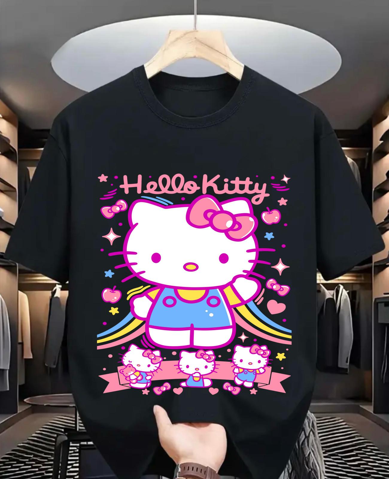 Kitty and Friends Kuromi T-shirt My Melody Kuromi Sanrio Cat Gift Shirt All Size S