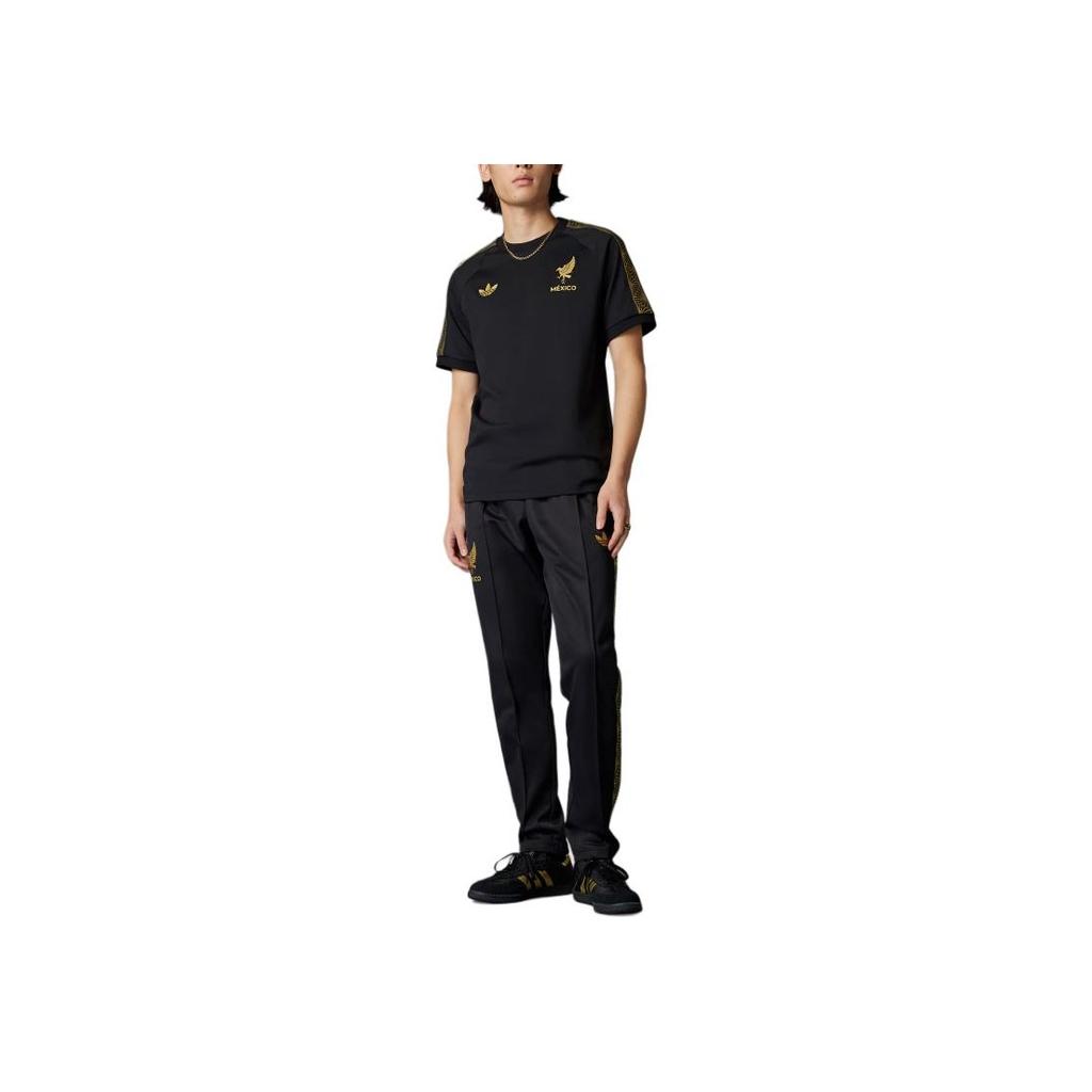 adidas Originals SS25 Mexico Gold Equipment Series Soccer Pullover Casual Short Sleeve T-Shirt Men Tops Black JE5336