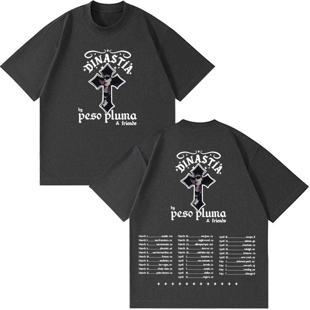 Peso Pluma Dinastia TOUR 2026 Print Tshirt Men Women Fashion Casual Tshirt Shortsleeved Cotton Hiphop Tshirts Streetwear