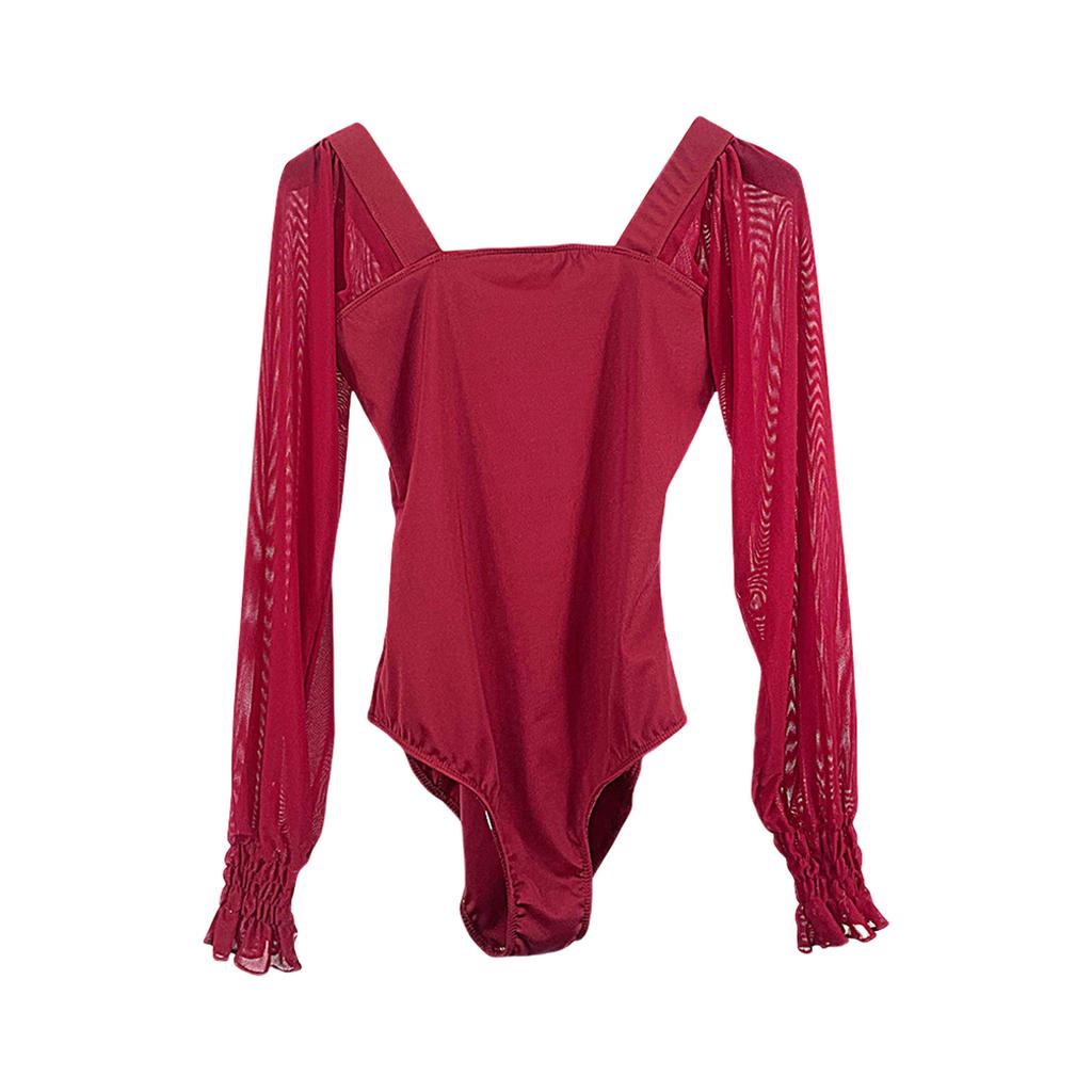 Maillot de Ballet de Manga Larga Body de Gimnasia Elástico Ropa de Baile para Mujeres Adultas Maillots de Bailarina