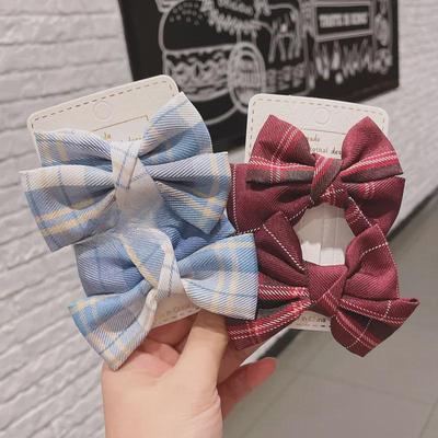 Haarnadel mit karierter Schleife: Niedlicher Prinzessinnen-Entenschnabel-Clip für JK-Uniformen für Kinder