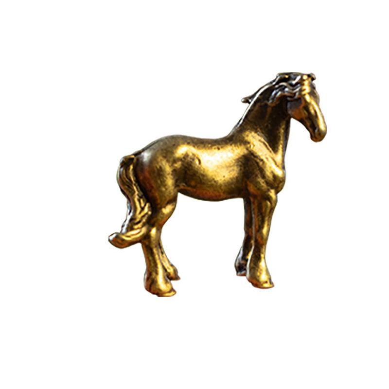 Alliage de Cuivre Cheval Doré Animal Micro Sculpté Petit Ornement
