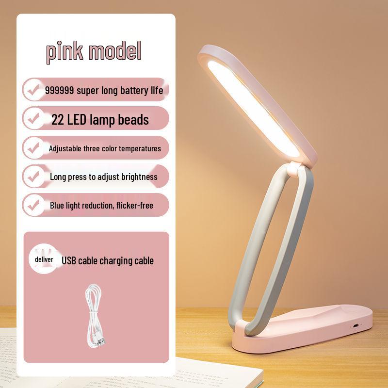 USB Rechargeable Folding LED Desk Lamp - Eye Protection Study & Reading Light for Students