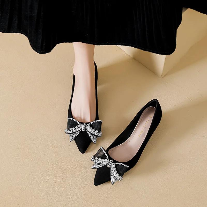 New Women Shoes Beautiful Pumps Fashion Crystal Bowknot High Heel Shoes Ladies Party Dress Shoes