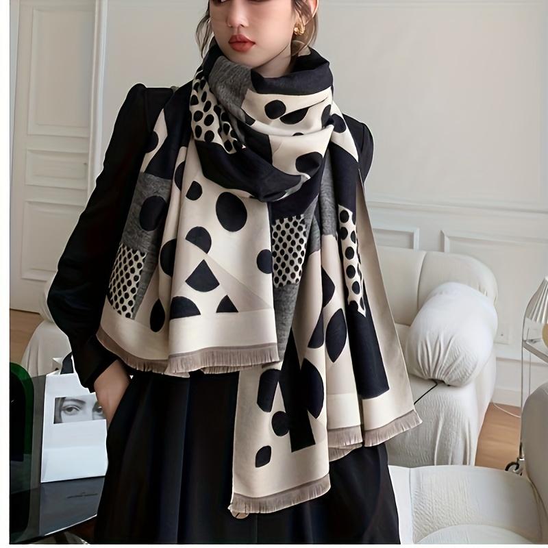 New casual polka dot scarf for women, imitation cashmere, warm and thick, long scarf that can be used as a shawl, suitable for autumn and winter as