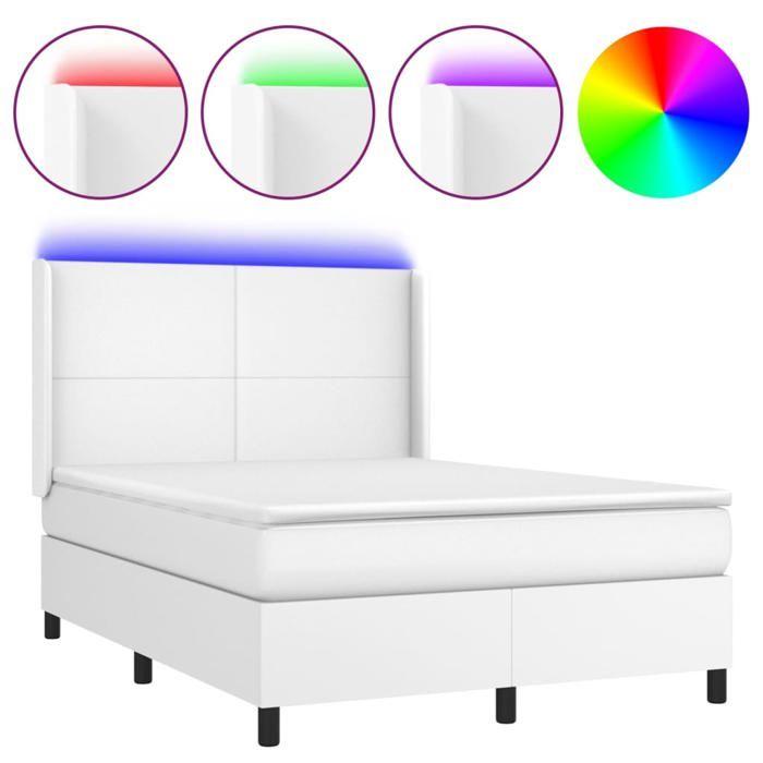 VidaXL Sommier à Lattes de Lit avec Matelas et LED, Lit Rembourré, Lit Double, Lit Adulte de Chambre à Coucher Intérieur, 3139260