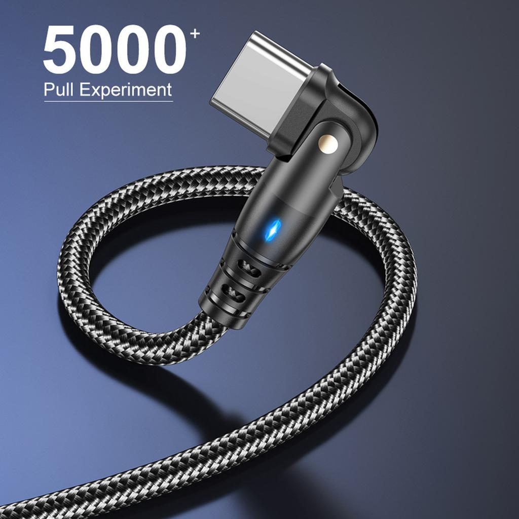 USLION US0189 1m USB A To Type C Cable 180 Degree Rotating Angled Head 3A Charging Data Cord