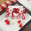 2pcs Bow New Year Tassel Barrettes Plush Ball Embroidered Bow Headwear Hanfu Hair Accessories  Kids