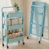 Folding Storage Trolley Rack Kitchen Bathroom 3 Storey Snacks Shelving Bedroom Mobile Trolley Storage Rack Carts Organizer