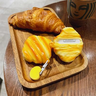 Husa Creativă pentru Căști Croissant Pâine pentru Apple Airpods 1/2 3 4 Pro/Pro2 Carcasă Siliconică Rezistentă la Șocuri