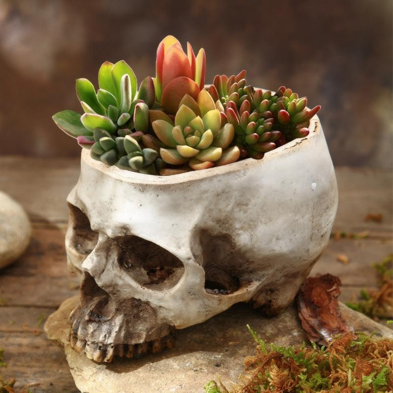 Eye Catching Skull Styles Resins Plant Pot Gothicism Skull Resins Halloween Flower Pot for Succulents And Small Plant