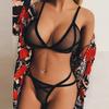 European & American Sexy Lingerie Set: Sheer Mesh Lace-Up Bra & Panty