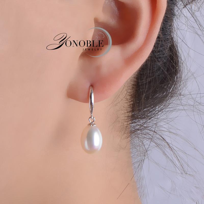 Real Natural Pearl Earrings For Wome,925 Sterling Silver White Freshwater Pearl Drop Earring Wife Mother Anniversary Gift Pink