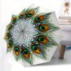 1pc Peacock Feather Mandala Automatic Open/Close Umbrella, Ideal Fan Gift for Birthday, Christmas, Outdoor Essentials, Trendy Fashion Yy250828017