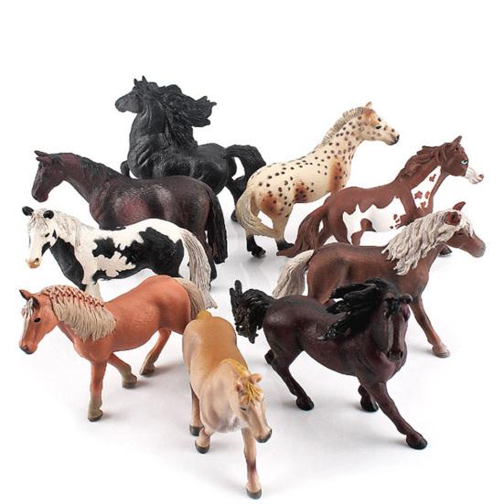 Miniature Horses Toy Detailed Texture High Simulation Decoration Accessories Farm Miniature Horses Animal Model Toy for Kids
