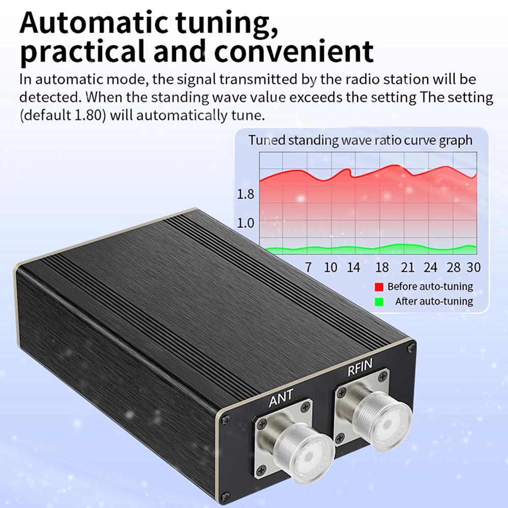 ATU-100Pro Universal Antenna Tuner 1.8MHz–55MHz Automatic Tuning Signal Processor 0.96-inch LED Display Micro USB Port