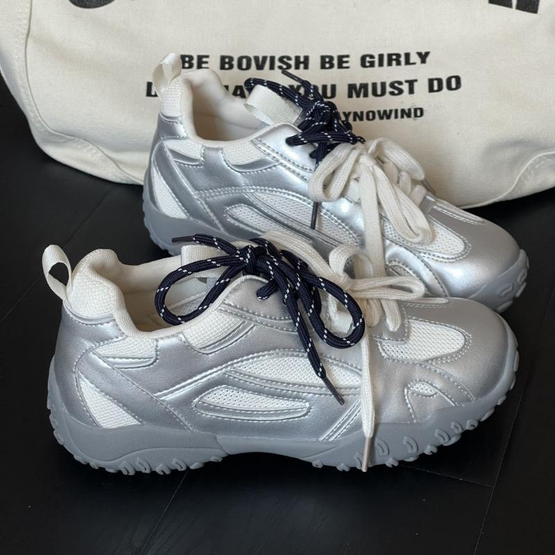 Leather breathable mesh women's casual versatile flat baseplate shoes summer new retro little white shoes tide