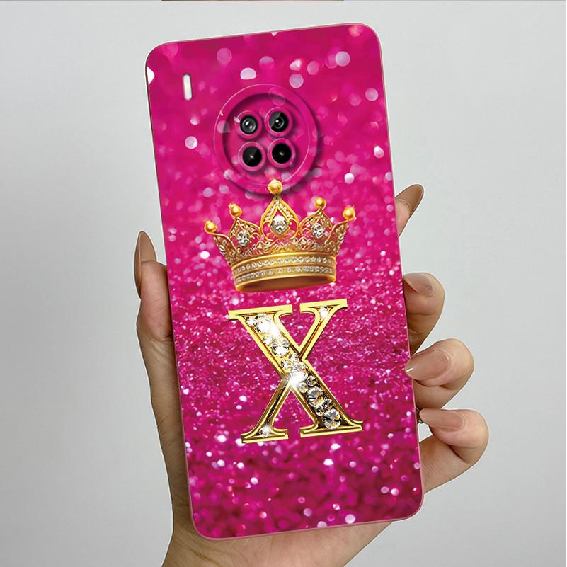 For Huawei Nova 8i Honor 50 Lite Crown Initial Letter Couple Phone Case Nova8i Honor 50Lite Soft Silicone TPU Protective Casing