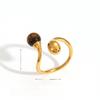 Anello da dito aperto geometrico di lusso leggero con pietra occhio di tigre e acciaio inossidabile per gioielli di moda da donna