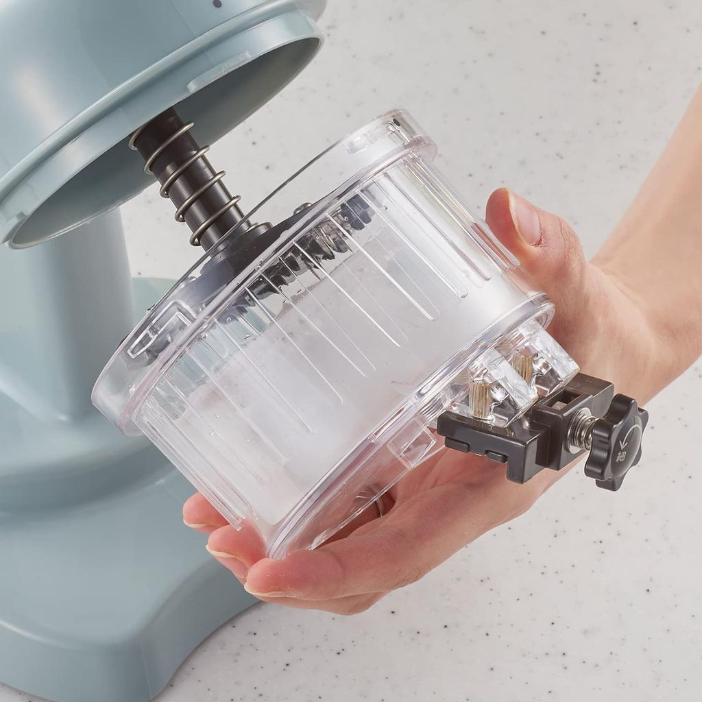 Compact Fluffy Shaved Ice Maker Manual Fluffy Smooth Crunchy Stepless Adjustment Flavored Ice Juice Milk Ice Frozen Fruit Outdoor [Toffy] K-IS10 (Pale