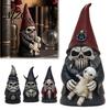 Small Figurines for Windows 3D Printed Gothic Skull Gnome Ornament, Halloween Retro Spooky Creative Shelf Decor Figurine Desktop and Garden