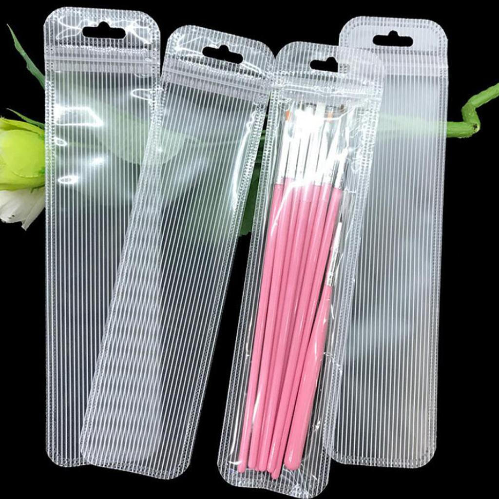 50pcs Bulk Clear PP Pouches Striped Zipper Jewelry Watch Storage