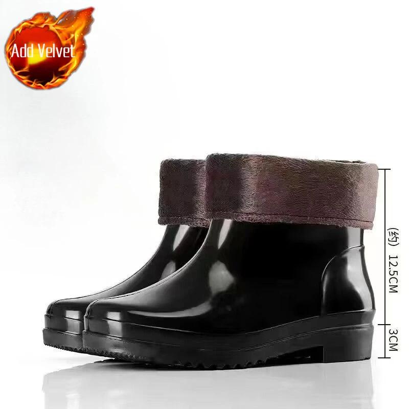 Chef Kitchen Oxfords Winter Fleece-lined Short Men's Rain Boots Warm Cheap High Quality Outdoor Comfortable Rainy Day Male Shoes