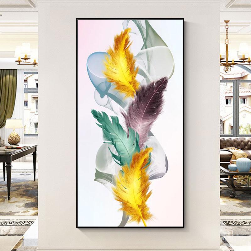 Poster e stampe di piume di lusso astratte, dipinti su tela colorati nordici, quadri artistici da parete per soggiorno, casa, veranda, arredamento