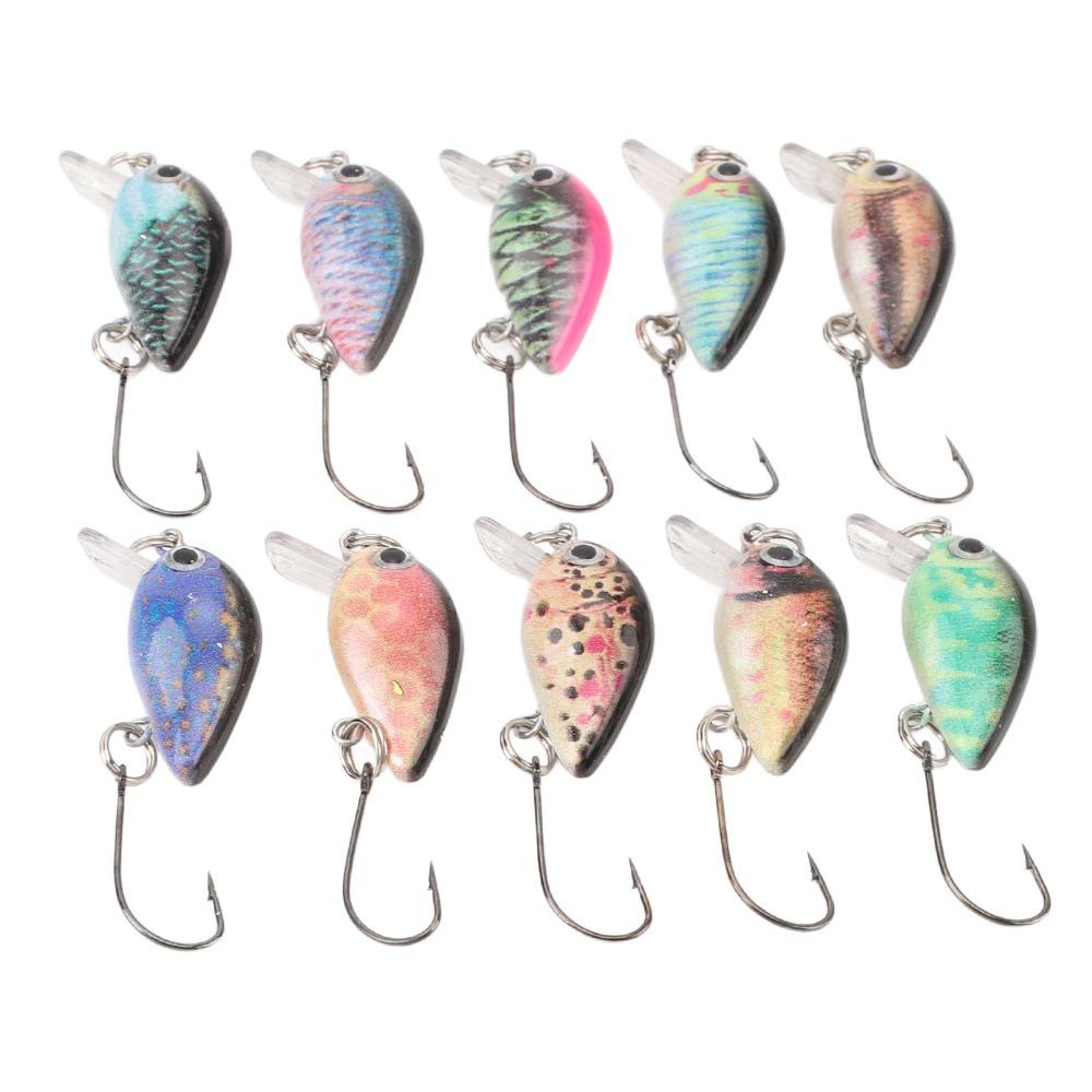 10PCS with 3D Eyes Hard Baits 3cm 1.5g Topwater Lures Durable Crankbait Lures  for Bass Trout Pike