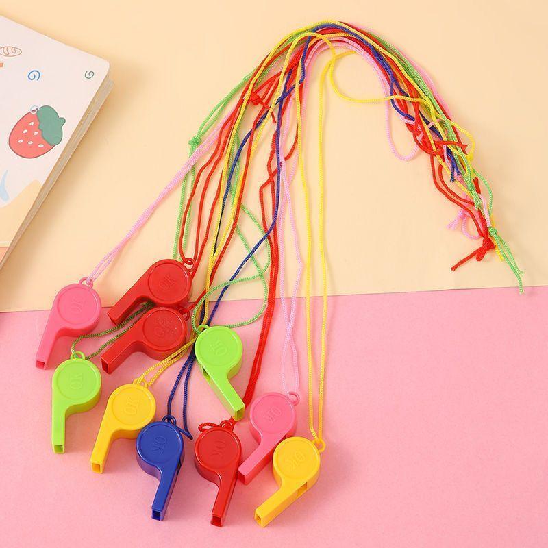 12/24pcs Whistle Toy Referee Whistle Fan Whistle with Rope Cheerleading Prop Solid Color Whistle Children's Gift