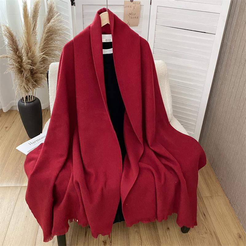 Winter Scarf For Women Cashmere Warm Solid Pashmina Blanket Wraps Female Thick Soft Bufanda Tassel Shawl Wrap Poncho Echarpe