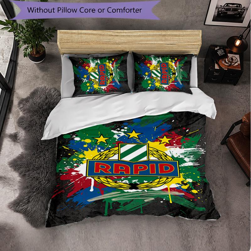 Rapid Wien FC Themed Bedding 3Pcs Duvet Cover Set Decorative Bed Linen For Teen Room Home Decoration