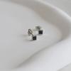 _EE51 925 Silver Black Square Mini Earrings