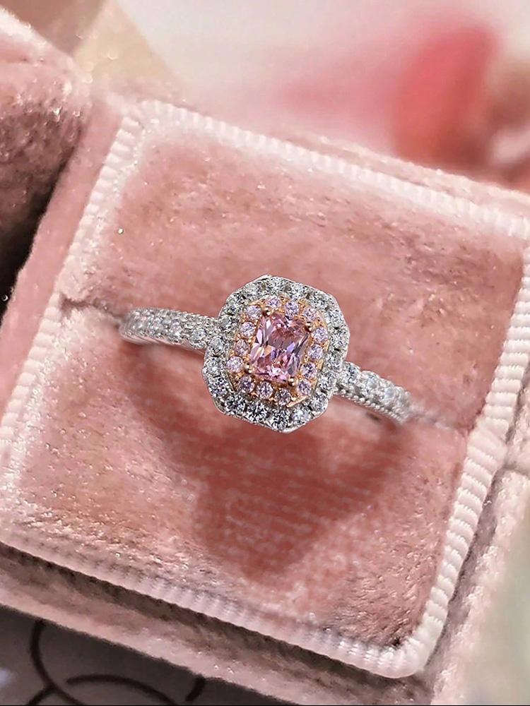 925 Silve Fashion Delicate Sweet Pink Zircon Ring For Women Anniversary Luxury Personalized High Quality Fine Jewelry