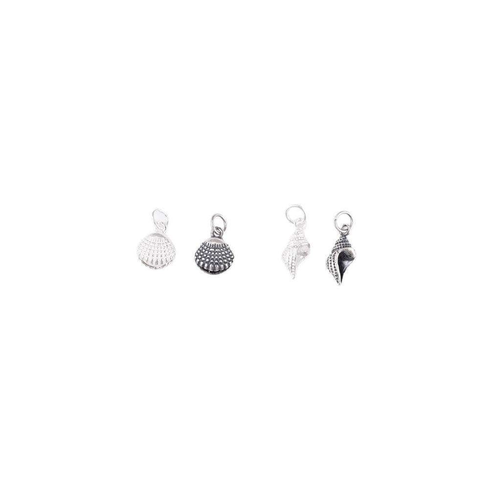 S925 Sterling Silver 3D Conch Shell Pendant for Cute Marine Life DIY Bracelets with Crystal Beads