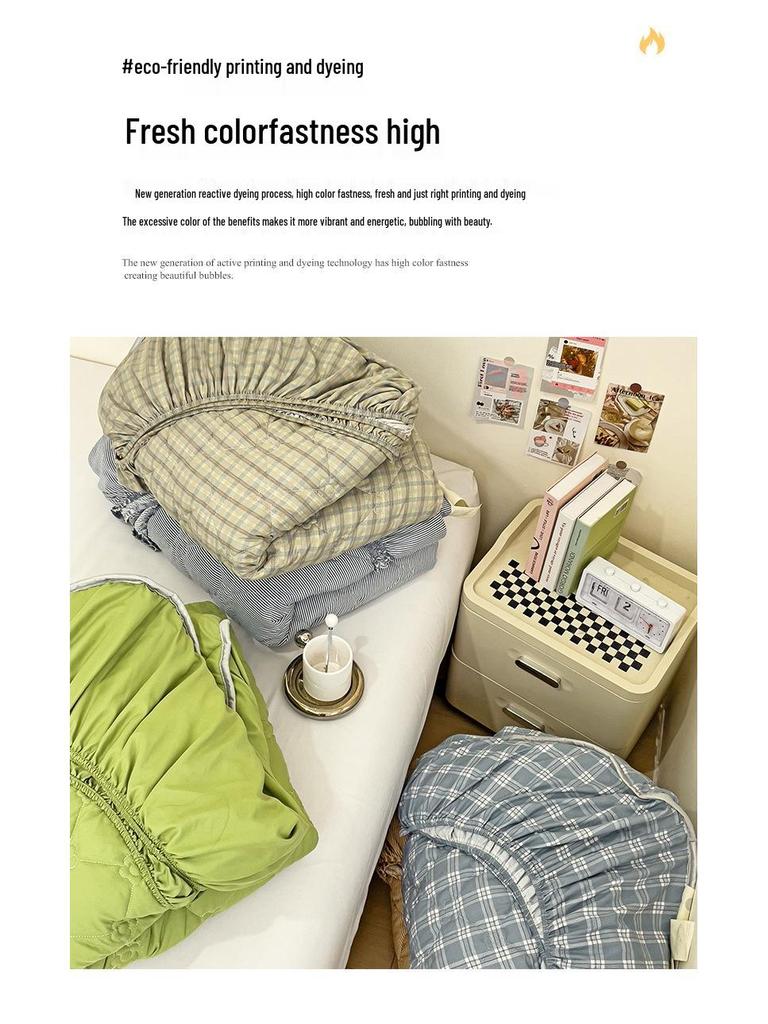 Cloud Cotton Skin-Friendly Thickened Fitted Sheet: Solid Color, Pure Cotton, Non-Slip, Machine Washable.