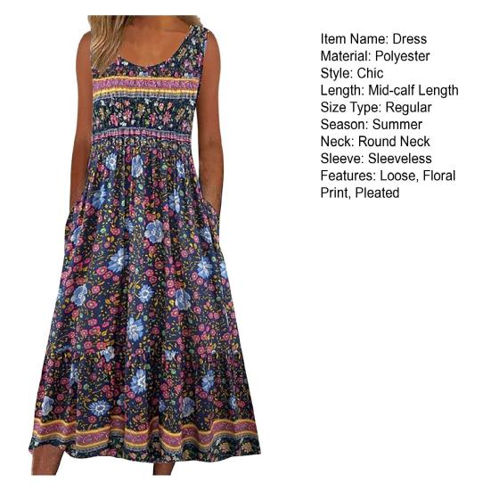 Женское летнее платье с принтом без рукавов А-силуэта — фото 9