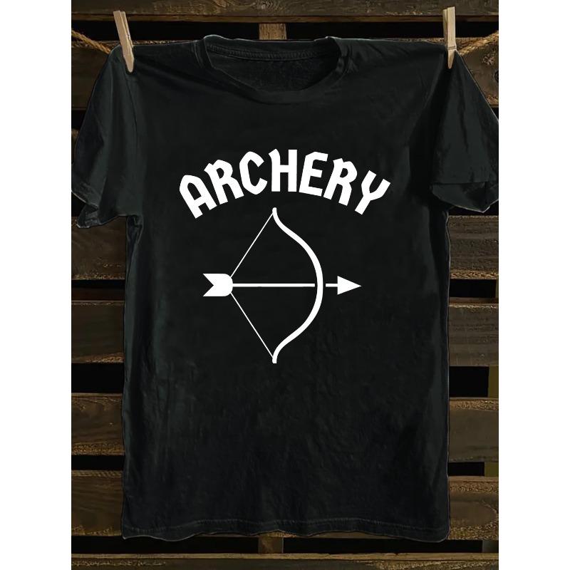 Men'S Archery Enthusiast Graphic T-Shirt - Crew Neck Tee with Print, Casual Summer for Outdoor Activities, Sporty Design, Comfortable Fit