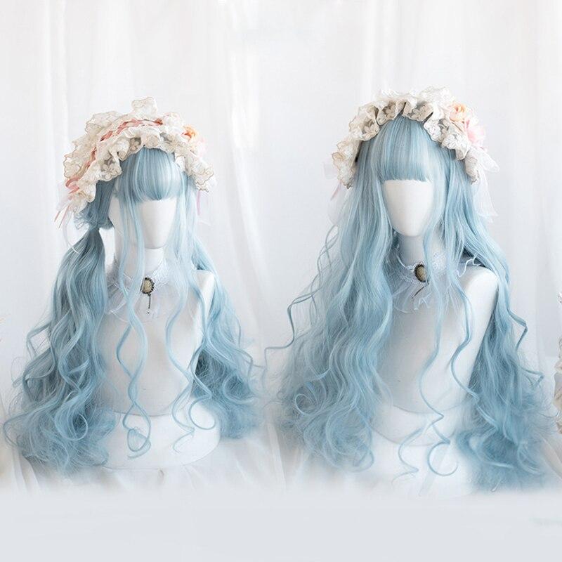 Halloween Long Curly Hair Lolita Wig Women's Synthetic Hair Heat-Resistant Fiber Red Blond Black Blue Pink Wig Cosplay LUPU