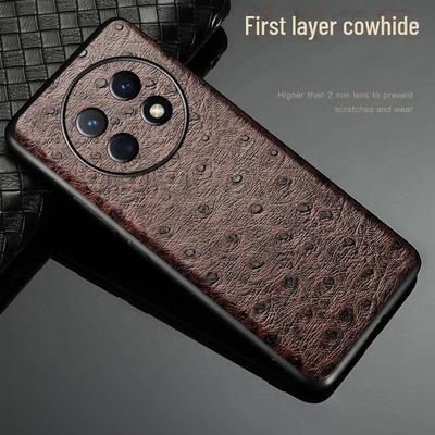 Genuine Leather Protective Cover for Huawei Enjoy 60/60Pro/60X Mobile Phones - Ostrich Pattern All-Inclusive Design