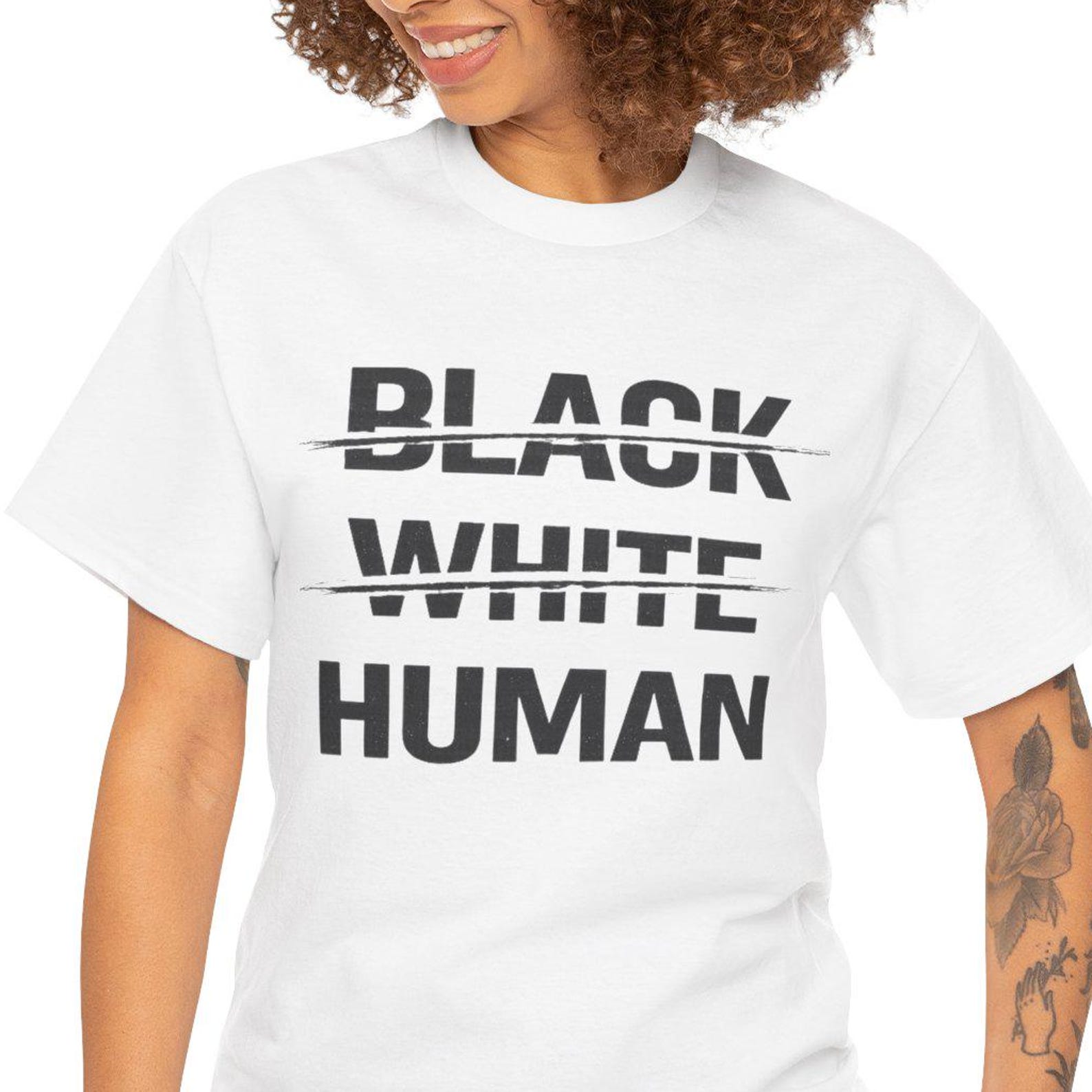 Strikethrough Black White Human Tee | Human Equality T-Shirt XL