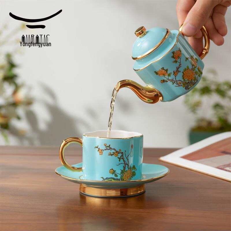 Yong Feng Yuan Madam Porcelain West Lake Blue 4-Piece Tea Set