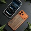 Luxury For iPhone 17 16 15 Pro Max Alloy Solid Wood Back Panel Hybrid Phone Case For Magsafe Wireless Charging Aluminum Alloy Cover