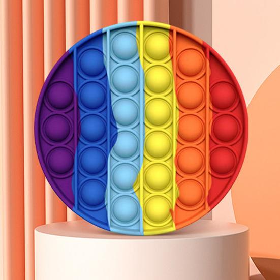 Rainbow Push Bubble Toy Stress Relief Round Square Heart Bubble Popping Game Silicone Bubble Squeeze Sensory Fidget Toy