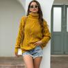 2025 Autumn/Winter Women's College Style Chunky High Neck Cable Knit Pullover Sweater