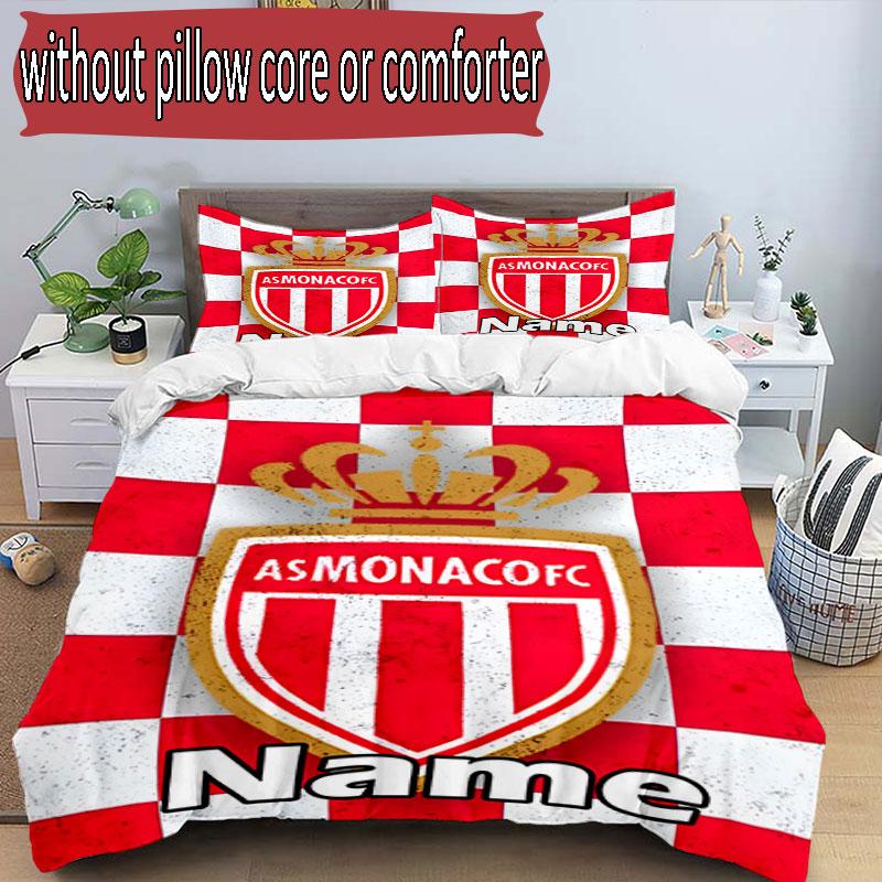 3pcs Duvet Cover Set (1*Duvet Cover + 2*Pillowcase, Without Core), Custom Name AS Monaco Pattern Bedding Set, Home Bedroom Decor Gift