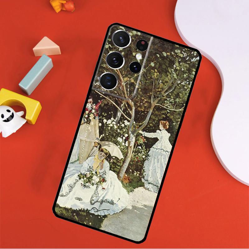 Claude Monet Garden Lotus Bridge Phone Case For Samsung Galaxy S25 Ultra S24 Ultra S9 S10 S20 S21 S22 S23 Plus S24 FE Cover