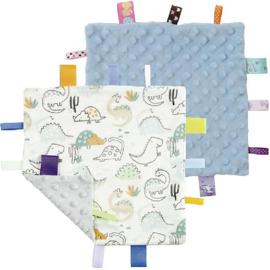 CREVENT Tag Security Blankets for Babies, Soft Small Taggie for Boys Girls, Baby Comforter Sensory Blanket, Great Gifts for Birthday Baby Shower