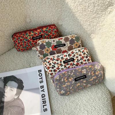 Retro Pencil Pocch for Student Vintage European Style Floral Pencil Case Lovely Cartoon Flower Stationery Storage Bag Student