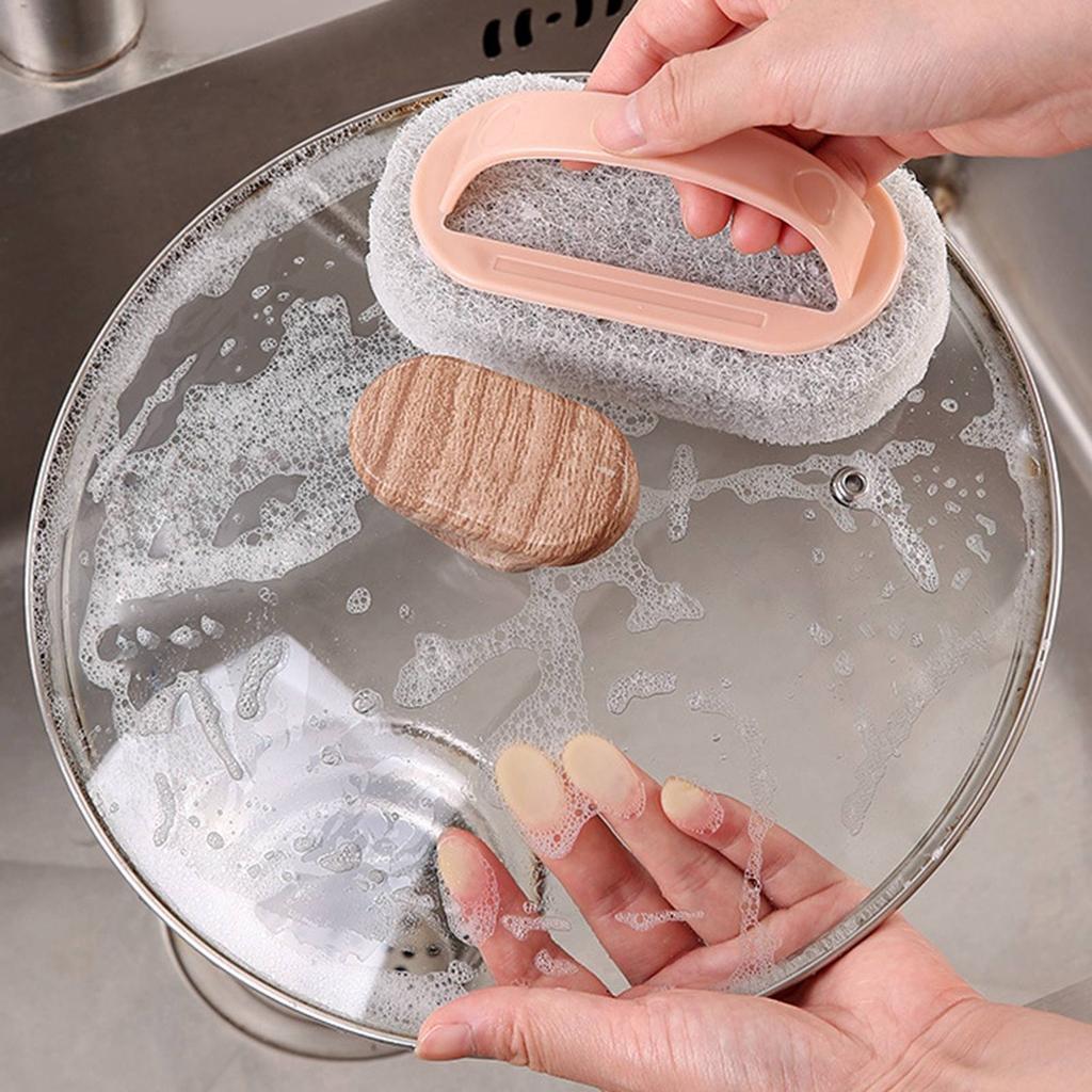 Kitchen Sponge Bathtub Pool Scrub Brush with Handle Convenient Handled Bath Scrubber for Kitchen